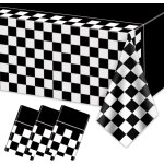 Sjzg - 4 pcs nappes, voiture de course d�corations de f�te d'anniversaire noir a carreaux noir couverture ...