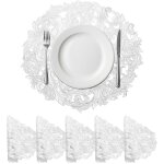 Sjzg - lot de 6 sets de table ronds blancs en forme d'eau de mer pour tables de salle a manger, napperons ...