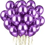 Sjzg - 60 pices ballons anniversaire violet avec 3 rouleaux de rubans colors ballons a hlium 12 pouces ...