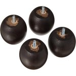 Sjzg - am20170107 jeu de 4 pieds de lit boules bois teinte weng 7 x 7, 5 x 7, 5 cm