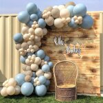 Sjzg - arche ballon bleu beige apricot double farci, kit arche ballon anniversaire garon fille mariage ...