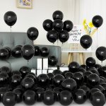 Sjzg - ballons noir, 50 pices ballons noir mat latex 5 pouces petits mini ballon avec ruban pour femmes ...