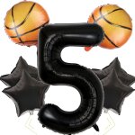 Sjzg - balloon anniversaire basket 5 ans, 7pcs dcoration anniversaire basket enfant, dcorations de ...