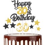 Sjzg - lot de bougies noires et dores pour gteau d'anniversaire 30 ans - dcoration de gteau de mariage ...