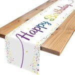 Sjzg - chemin de table d'anniversaire multicolore happy birthday, convient pour la d�coration d'anniversaire ...