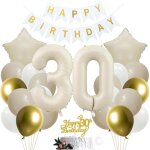 Sjzg - d�coration de g�teau 30e anniversaire - blanc dor� - pour fille et gar�on - d�coration de f�te ...
