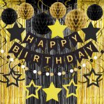 Sjzg - superbe kit de dcoration d'anniversaire u2013 bannire d'anniversaire, rideaux en aluminium, ...
