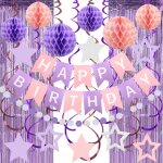 Sjzg - superbe kit de d�coration d'anniversaire u2013 banni�re d'anniversaire, rideaux en aluminium, ...