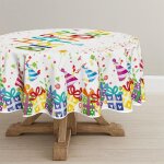 Sjzg - nappe de table ronde 120 cm - motif chapeau d'anniversaire - protection saisonnière contre les ... Sjzg - nappe de table ronde 120 cm - motif chapeau d'anniversaire - protection saisonnière contre les ...