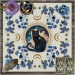 Sjzg - nappe de tarot cartes de tarot nappe lune phases fleurs couverture autel spirituel autel tarot ...