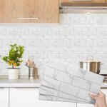 Sjzg - stickers muraux cuisine 15x30cm (12 pcs) blanc stickers carrelage impermable pvc autocollants ...