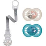 Skin soft lot de 2 t�tines en silicone avec bo�te de transport st�rilis�e et attache - t�tine 6 - 16 ...