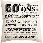 Slep - housse de coussin pour 50 ans anniversaire, ide cadeau anniversaire 50 ans de mariage femme hommes ...