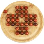 Solitaire en bois towo - puzzle de billes - plateau rond de 19. 5 cm (7, 7 ) - jeu de rflexion a un ...