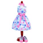 Sophia's - poupe 14, 5' - robe de soire en satin a imprim floral aqua pour fille, noeud a cheveux ...