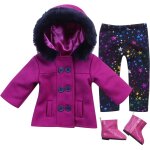 Sophia's - poupe 18  - caban fuchsia, leggings a imprim etoiles et bottines rose vif