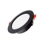 Spot led encastrable noir extra plat,  incandescence, blanc chaud, rond, pour salle de bain, cuisine, ...