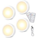 Spot led rechargeable usb 4 pcs, veilleuse cuisine sans fil escalier placard, 3 couleurs dimmable, 5 ...
