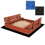 Springos bac a sable premium avec bancs bois massif 120 x 120 cm bche de protection en gotextile ...