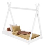 Springos lit tipi pour enfant avec sommier a lattes, en bois massif 70 x 140 x 130 cm
