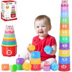 Stacking cube toy for babies 1 year with numbers, letters, patterns, educational toy for boys and girls, ...