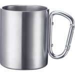 Stainless steel travel mug with carabiner handle 300 ml silver 61542270 Stainless steel travel mug with carabiner handle 300 ml silver 61542270