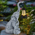 Statue de jardin solaire elphants lumire solaire, dcoration de cour avec lampe solaire, dcoration ...