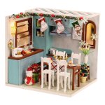 Statue miniature de maison de poupe avec lumire led, kit de bricolage, jouet artisanal en bois