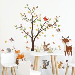 Stickers muraux animaux, forêt, arbre, hibou, renard, cerf, décoration murale pour chambre de bébé ou ... Stickers muraux animaux, forêt, arbre, hibou, renard, cerf, décoration murale pour chambre de bébé ou ...