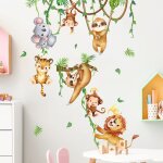 Stickers muraux animaux de la jungle eléphant singe lion girafe décorations murales chambre d'enfant ... Stickers muraux animaux de la jungle eléphant singe lion girafe décorations murales chambre d'enfant ...
