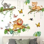 Stickers muraux chambre d'enfants, jungle animaux autocollants muraux animaux de la forêt lions singes ... Stickers muraux chambre d'enfants, jungle animaux autocollants muraux animaux de la forêt lions singes ...