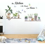 Stickers muraux cuisine plantes autocollant mural papillon sticker mural proverbe feuille verte d�coration ...