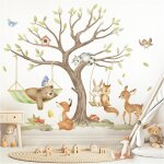Sticker mural dcoratif pour chambre d'enfant motif animaux de la fort
