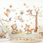Sticker mural décoratif pour chambre d'enfant motif renard de la forêt Sticker mural décoratif pour chambre d'enfant motif renard de la forêt