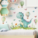Stickers muraux dinosaure grand, autocollant stickers dinosaure mural mignon muraux mural sticker 90cm ...