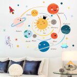 Sticker mural enfant, 45x60cm, d�coration murale syst�me solaire plan�tes pour chambre enfant b�b� salon ...