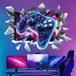 Stickers muraux gaming breaking 3d autocollants muraux poster murale sticker de jeu vid�o contr�leur ...
