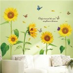 Stickers muraux tournesols papillons, d�coration murale de jardin, fleurs, chambre d'enfant, salon, tv, ...