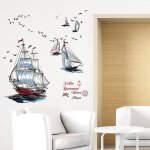 Stickers muraux voilier grand i bateau poisson mer océan autocollants imperméables i sticker mural pour ... Stickers muraux voilier grand i bateau poisson mer océan autocollants imperméables i sticker mural pour ...