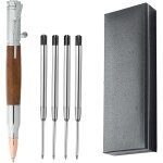 Stylo a bille en bois avec bote cadeau, stylo a bille personnalis avec 4 mines d'encre noire pour cadeau ...