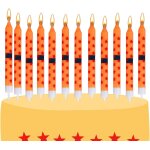 Subzonal - 12pcs bougies d'anniversaire thme anime, jaunes et rouges motif etoiles bougies gteau dcoration ...