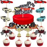 Subzonal - lot de 13 décorations de gâteau d'anniversaire en forme de voiture de course avec drapeau ... Subzonal - lot de 13 décorations de gâteau d'anniversaire en forme de voiture de course avec drapeau ...