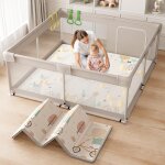 Subzonal - 150�150�68cm parc bebe avec tapis, parc enfant, parc b�b� en tissu oxford, parc pour bebe ...