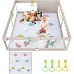 Subzonal - 150x150cm parc tapis et aire de jeu non toxique pour b�b�, xxl parc enfant avec 4 anneaux ...