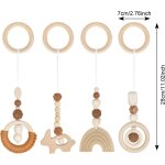 Subzonal - arche de jeux bébé en bois, 4 pièces jouets eveil pour poussettes, arche portique eveil bebe, ... Subzonal - arche de jeux bébé en bois, 4 pièces jouets eveil pour poussettes, arche portique eveil bebe, ...