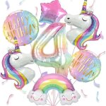 Subzonal - ballon anniversaire licorne 4 ans, 7pcs ballon anniversaire 4 ans arc en ciel, ballon anniversaire ...