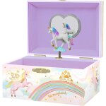 Subzonal - bote a bijoux musicale licorne pour filles - bote a musique licorne pour enfants avec miroir, ...