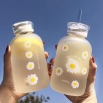 Subzonal - bouteille d'eau mignonne de 480 ml avec echelle 2 couvercles, petite marguerite, portable, ... Subzonal - bouteille d'eau mignonne de 480 ml avec echelle 2 couvercles, petite marguerite, portable, ...