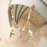 Subzonal - chane de poussette pour bb, fleurs d'abeilles, chane en bois, pendentif mobile, accessoire ...