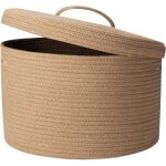 Subzonal - corbeille a linge en coton tiss avec couvercle 32l pliable panier de rangement tress, poigne ...
